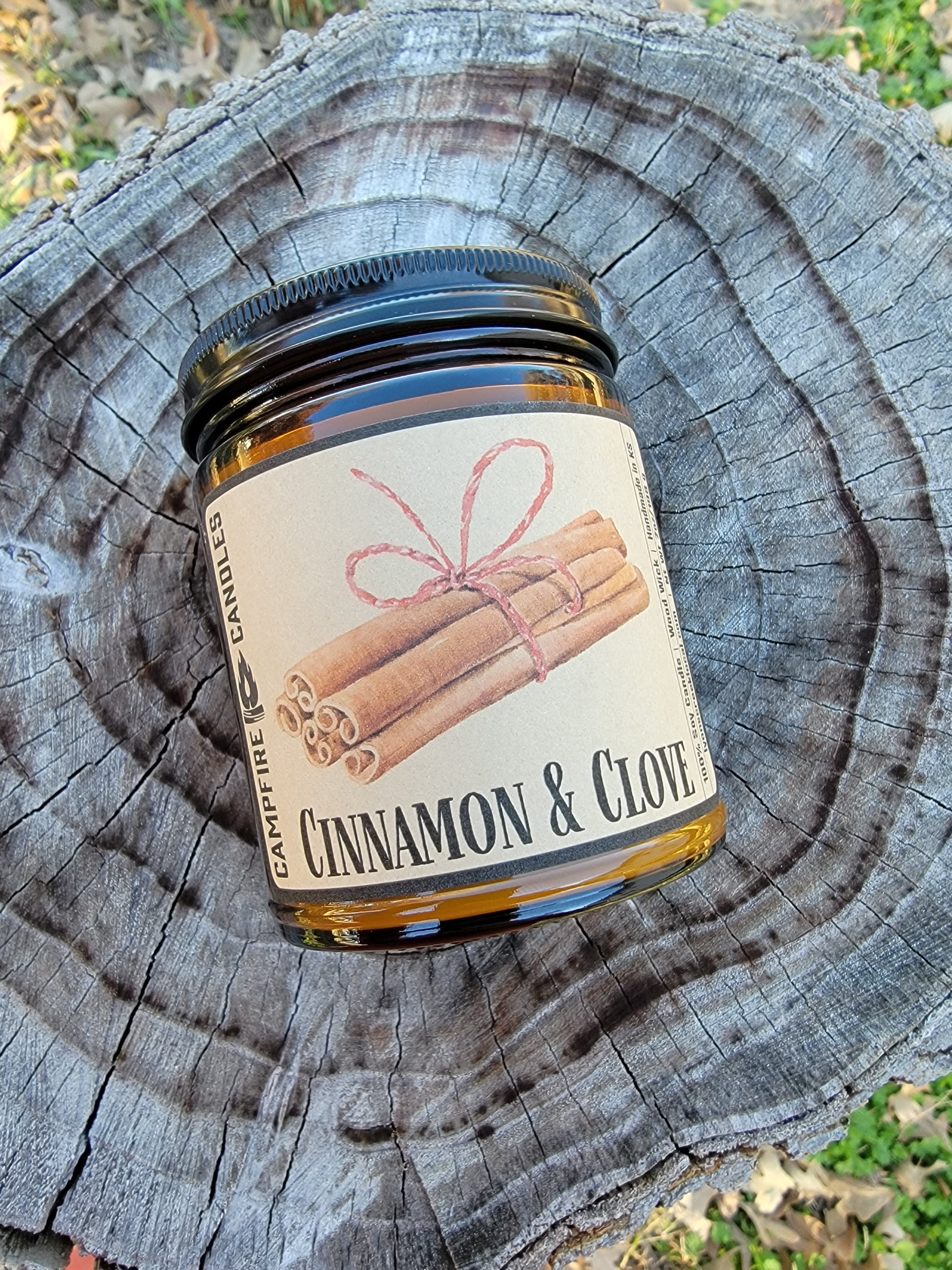 Cinnamon Pine Clove Candle 16oz- 100% Beeswax, Cedar Wood Wicks