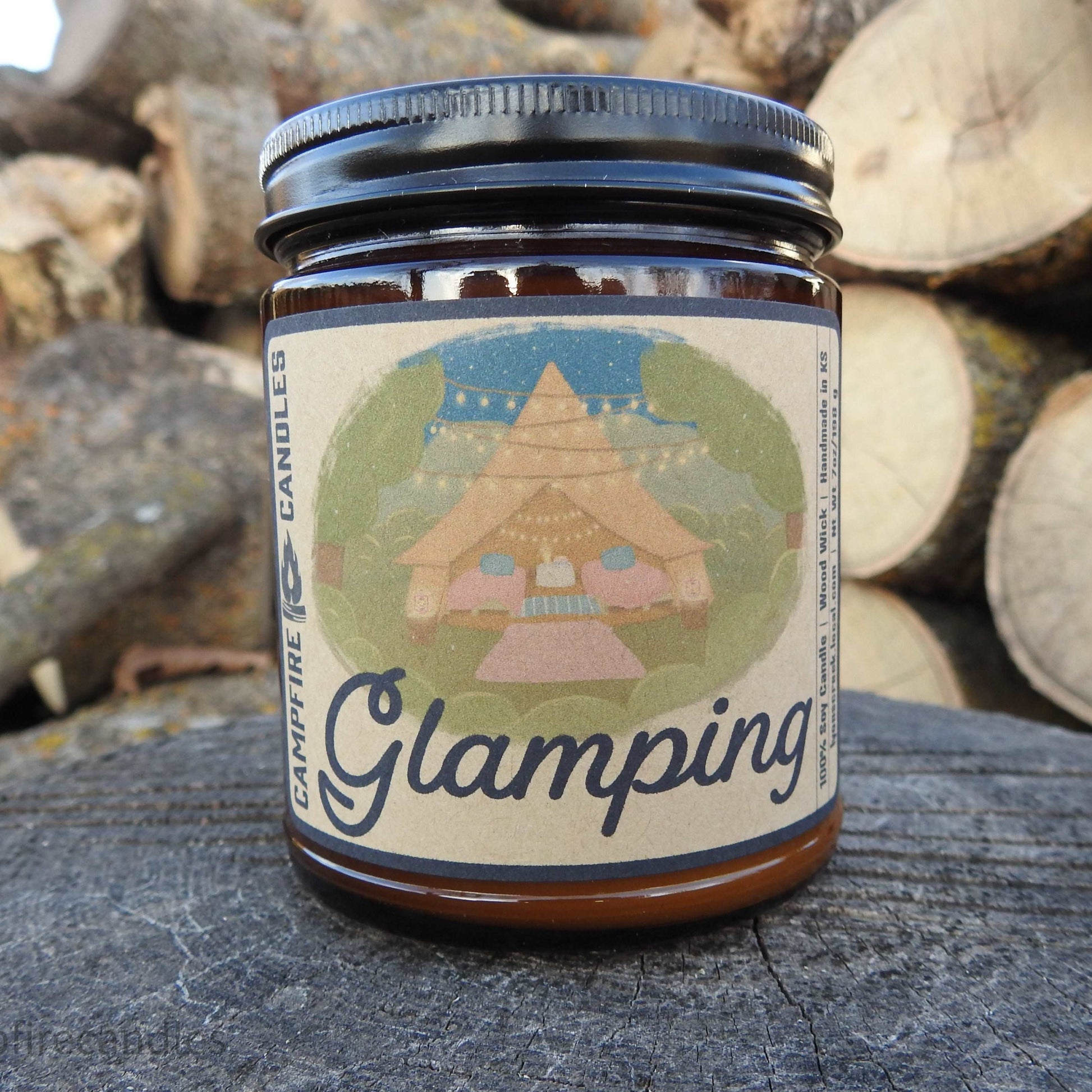 Glamping | Soy Candle with Wooden Wick | Campfire Candles