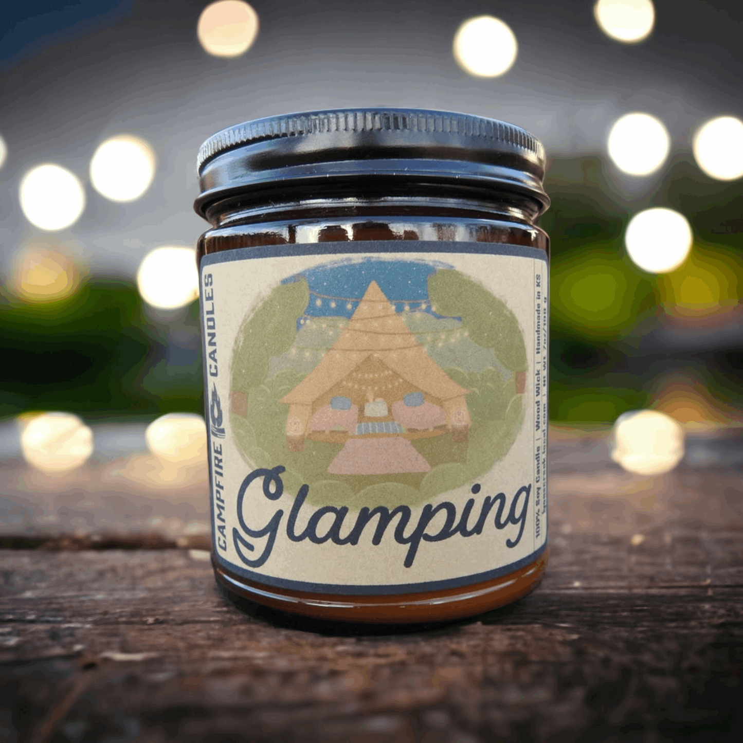 Glamping | Soy Candle with Wooden Wick | Campfire Candles