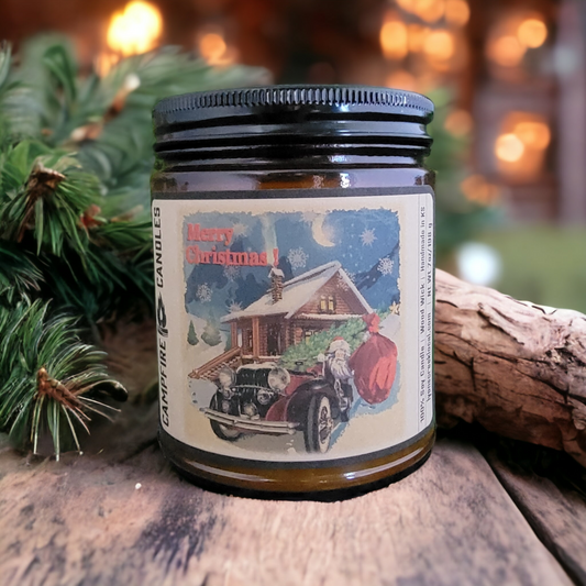 Merry Christmas | Soy Candle with Wooden Wick | Campfire Candles